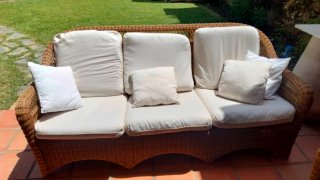 Conjunto Muebles Jardín Ratán y Cristal