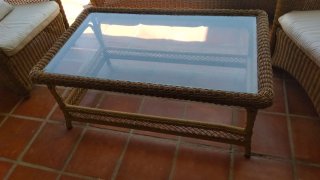 Conjunto Muebles Jardín Ratán y Cristal