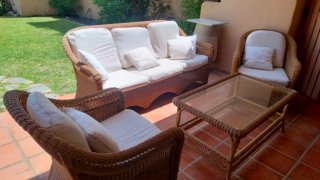 Conjunto Muebles Jardín Ratán y Cristal