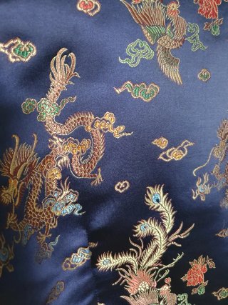 Camisa china azul y dorada años 90
