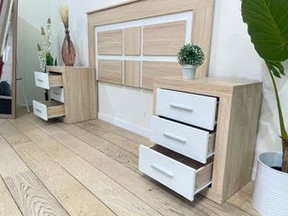 Cabecero y 2 Mesitas Blanco Cambria