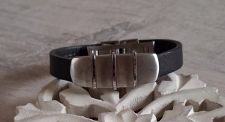 Pulsera Viceroy Piel Negra Cierre Acero