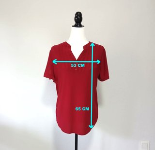 Blusa Roja Casual con Cuello en V, Blusa de Verano