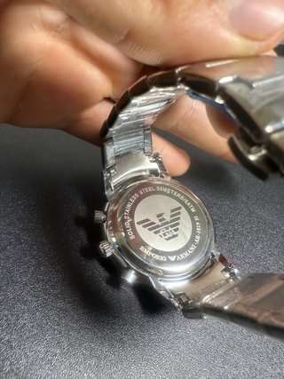 Reloj Emporio Armani Esfera Negra y Correa Platead