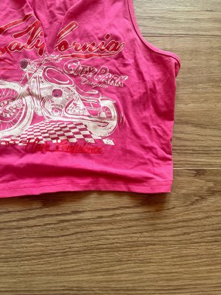 Top Crop Rosa Stampa Moto California Taglia Unica