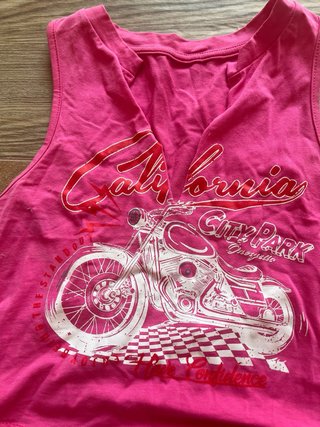 Top Crop Rosa Stampa Moto California Taglia Unica