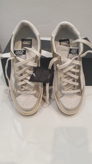 Sneakers 4B12 Pelle Bianco Platino Donna Tg 36