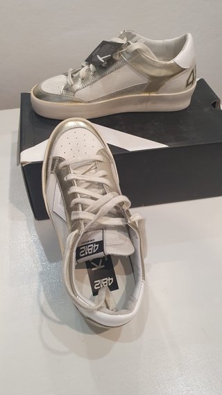 Sneakers 4B12 Pelle Bianco Platino Donna Tg 36