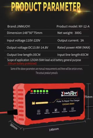 Cargador Batería Coche 12V JINNUOY