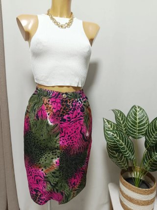 Gonna donna con stampa animalier multicolore