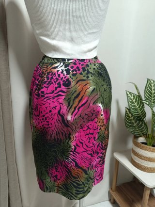 Gonna donna con stampa animalier multicolore