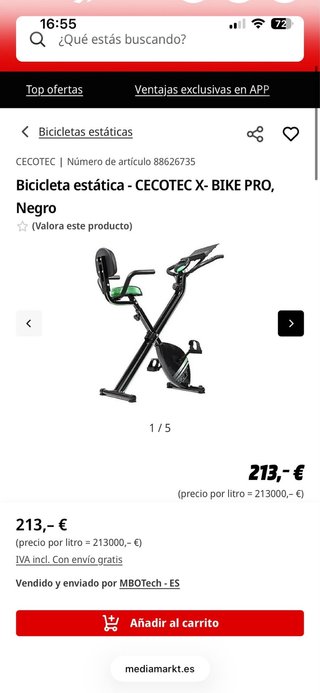 Bicicleta Estática Cecotec X-Bike Pro Negra