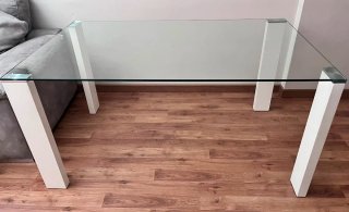 Mesa de comedor cristal y metal