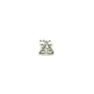 Pendientes plata dos perlas y tira - ref.1901