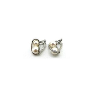 Pendientes plata dos perlas y tira - ref.1901