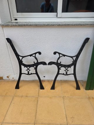 Banco de jardín madera/hierro fundido para restaur