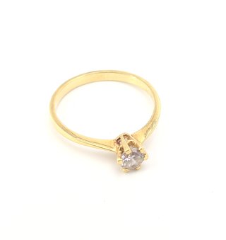 Solitario de oro de 18k circonita, 1.8 g, T-16.