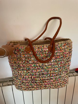 Bolso de rafia grande con lentejuelas