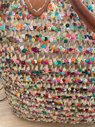 Bolso de rafia grande con lentejuelas