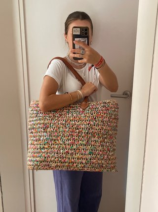 Bolso de rafia grande con lentejuelas