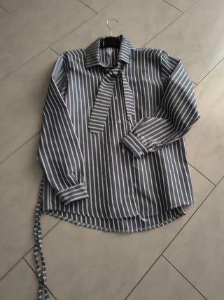 Camicia donna righe grigio/bianco