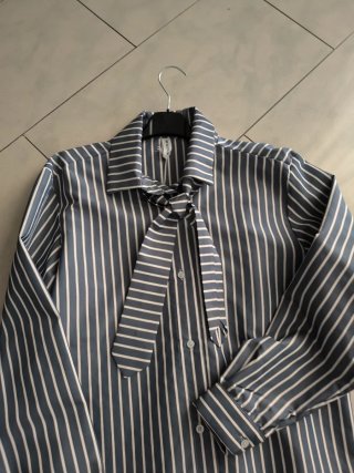 Camicia donna righe grigio/bianco