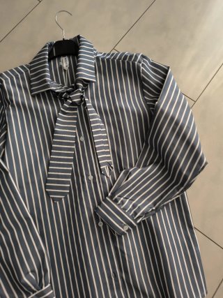 Camicia donna righe grigio/bianco