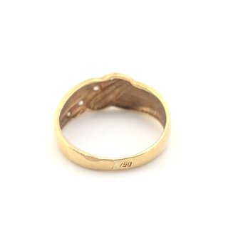 Anillo de oro de 18k con circonitas, 2.24 g, T-16.