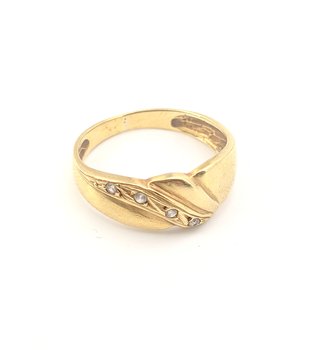 Anillo de oro de 18k con circonitas, 2.24 g, T-16.