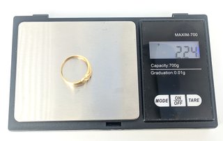 Anillo de oro de 18k con circonitas, 2.24 g, T-16.