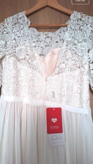 Vestido novia encaje blanco rosado