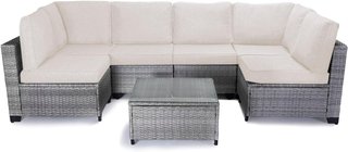 Conjunto Terraza Ratán Gris y Azul