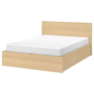 Canapé abatible, chapa roble tinte blanco (MALM)