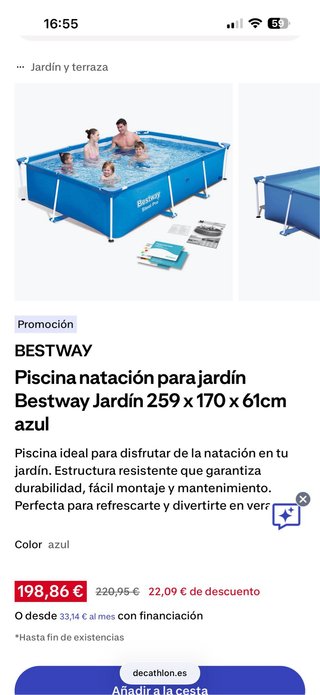 Piscina Bestwey steel pro 2,70m x 1,70m x 61 cm