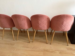 Pack 4 sillas salón rosa y madera