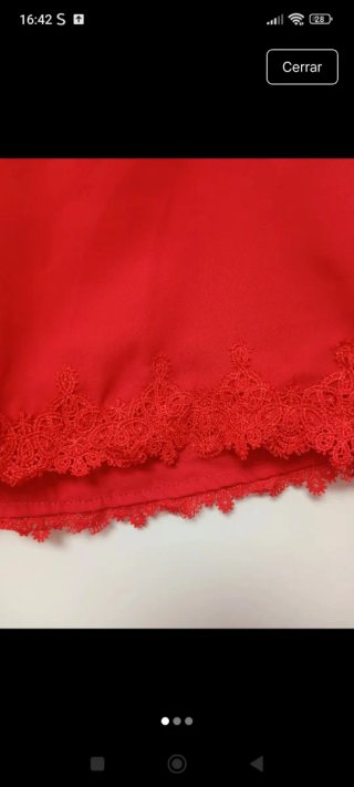Blusa mujer S encaje rojo