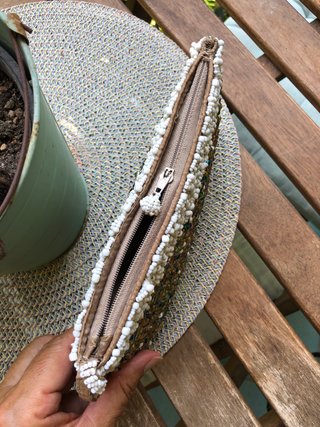 Pochette vintage perline oro e bianche