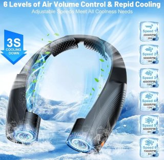 Ventilatore da Collo Senza Pale 8000 mAh a 6 Veloc