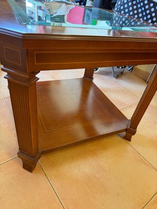 Mesa de salón madera y cristal