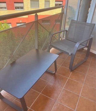 Mesa y sillas de jardín metal y tela