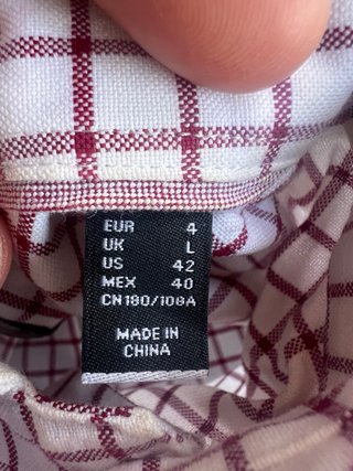 Camisa Cortefiel cuadros granate Talla L