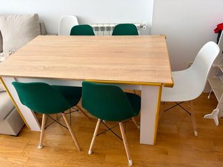 Mesa comedor 6 personas madera y plástico