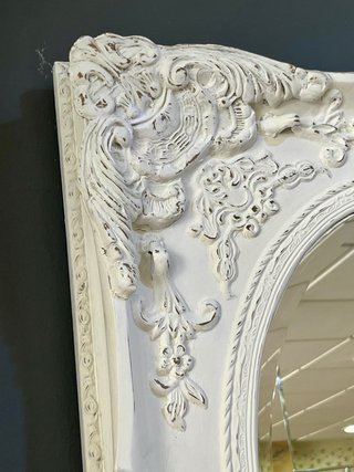 Espejo Rococó Madera Blanco Envejecido