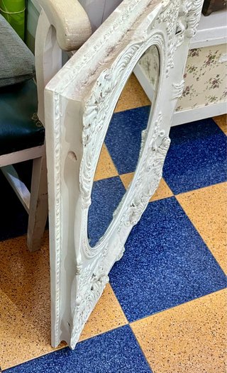 Espejo Rococó Madera Blanco Envejecido