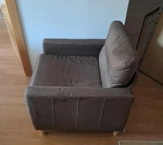 Sillón de tela lavable gris/marrón