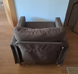 Sillón de tela lavable gris/marrón