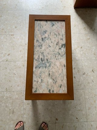 Mesa centro madera y piedra