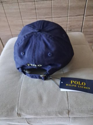 Cappellino Polo Ralph Lauren blu logo giallo