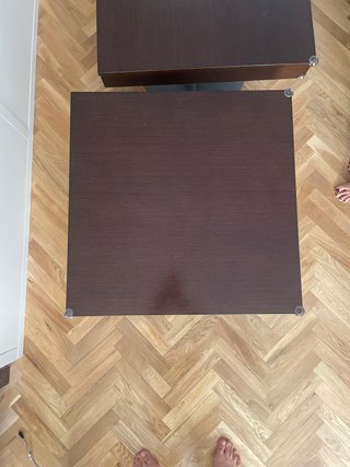 Mesa de centro cuadrada madera pie metálico