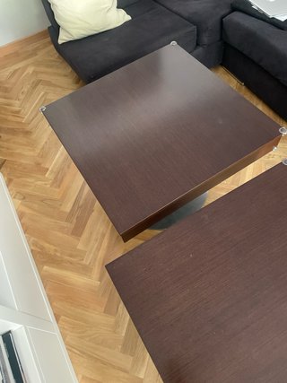 Mesa de centro cuadrada madera pie metálico